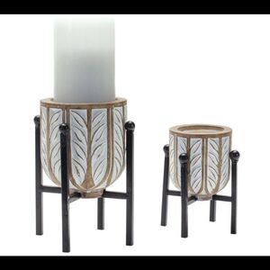 Melrose Candle Holder with Stands White - Set of 2